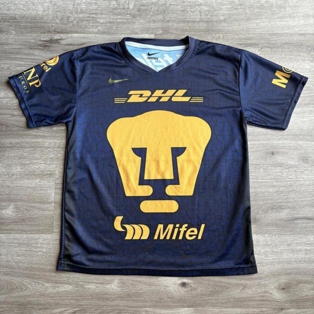 Nike Pumas UNAM Soccer Jersey Youth Navy Gold Excellent Liga MX Football Shirt